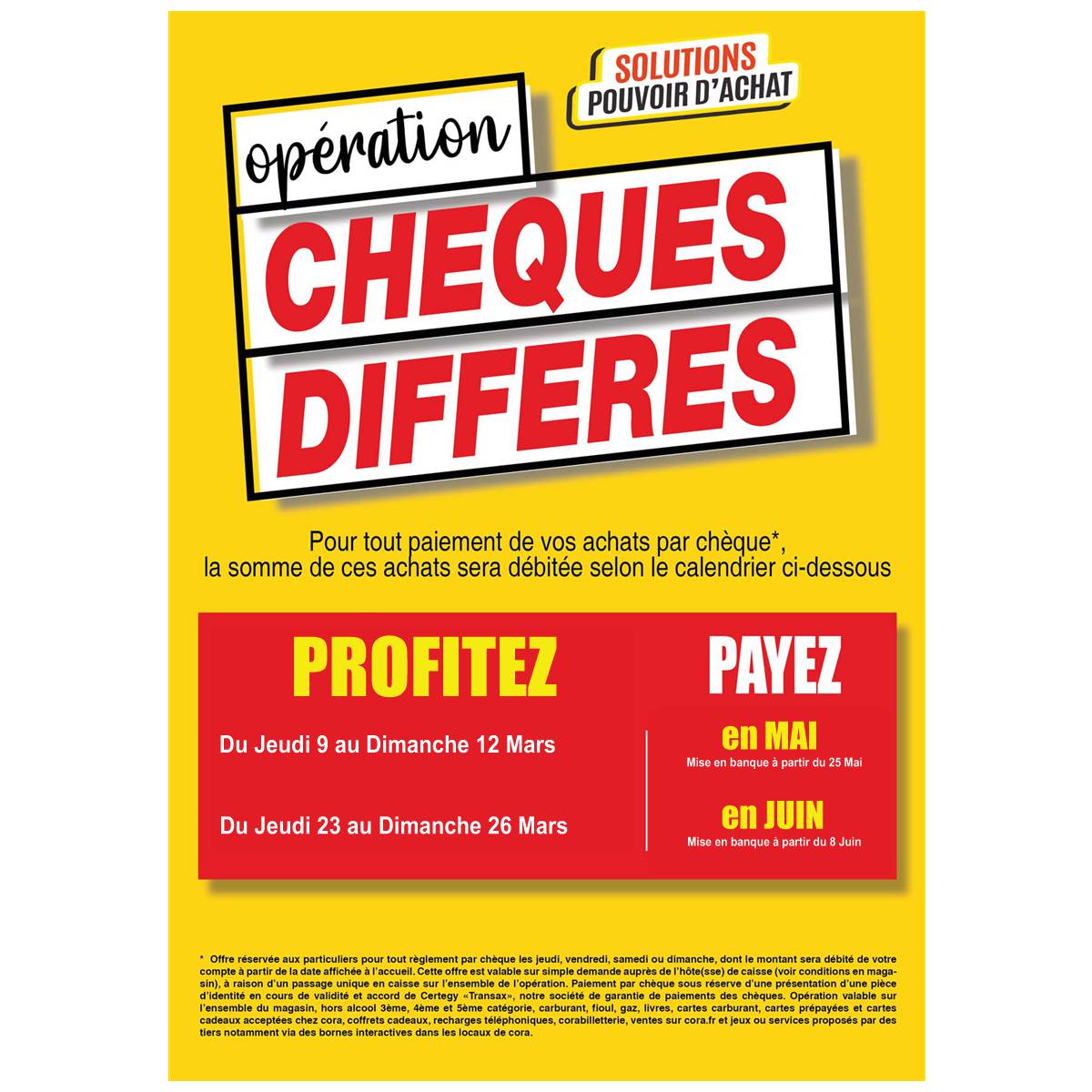 Opération chèques différés