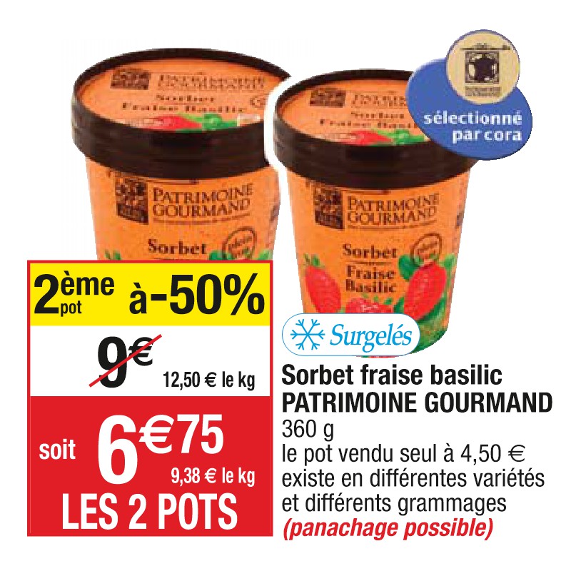 Sorbet fraise basilic PATRIMOINE GOURMAND