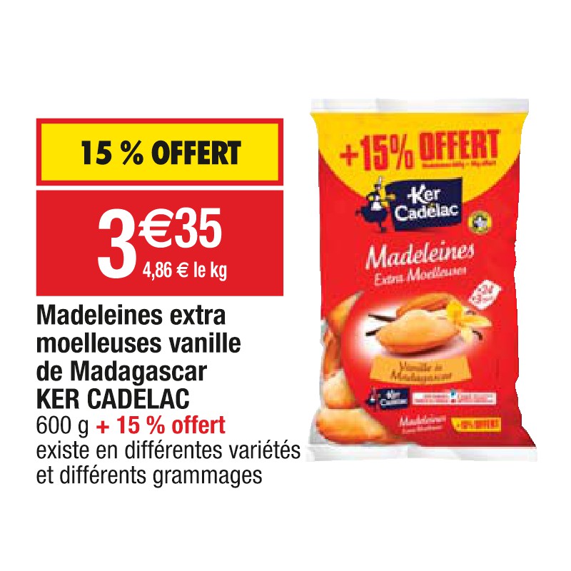Madeleines extra moelleuses vanille de Madagascar KER CADELAC