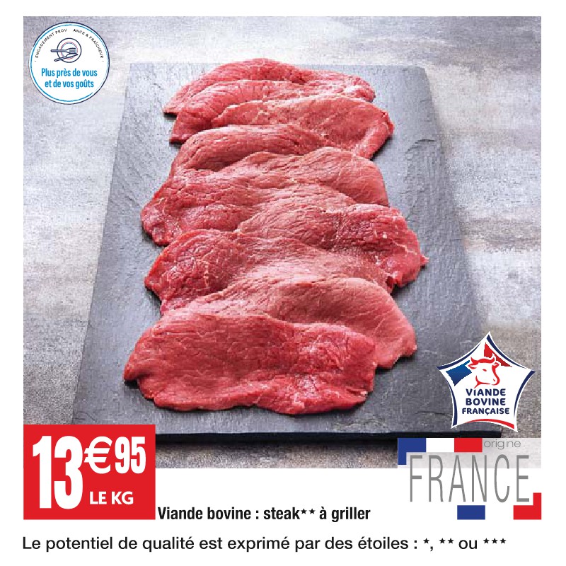 Viande bovine : steak à griller