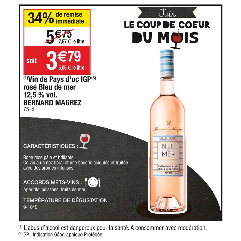 Vin de Pays d’oc IGP rosé Bleu de mer 12,5 % vol. BERNARD MAGREZ