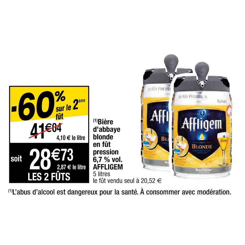 Bière d'abbaye blonde en fût pression 6,7 % vol. AFFLIGEM