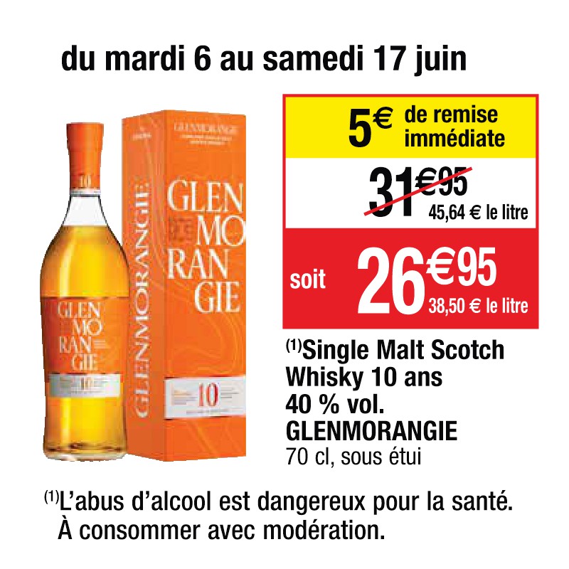 Single Malt Scotch Whisky 10 ans 40 % vol. GLENMORANGIE