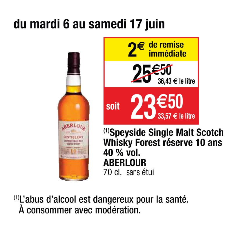 Speyside Single Malt Scotch Whisky Forest réserve 10 ans 40 % vol. ABERLOUR