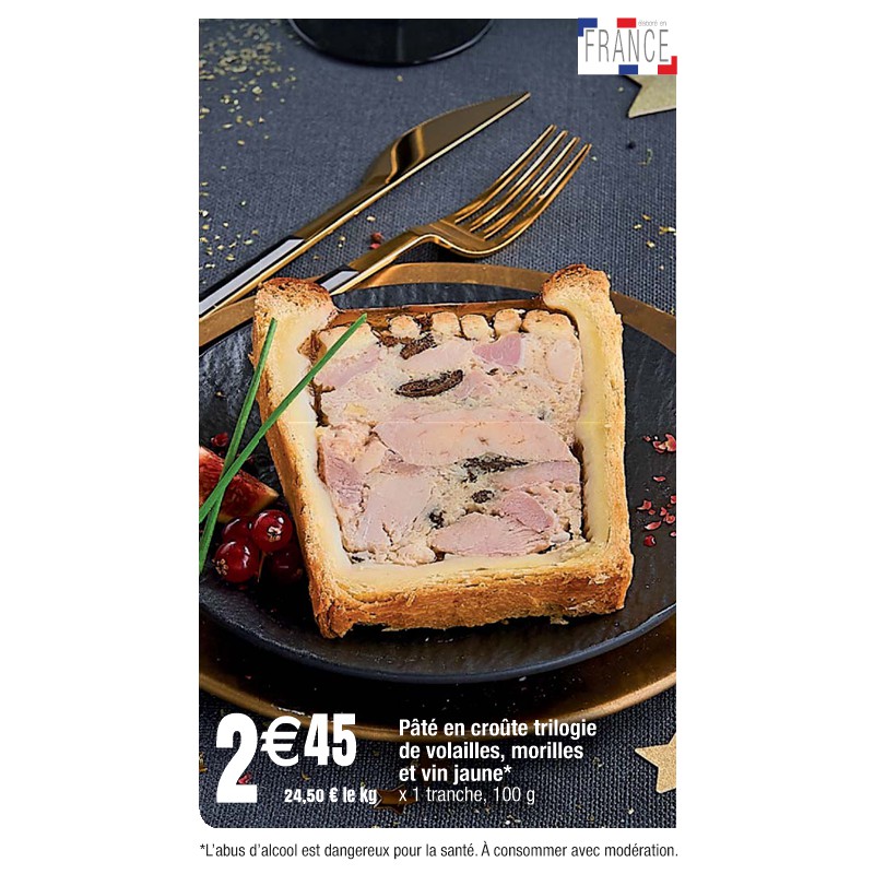 Pâté en croûte trilogie de volailles, morilles et vin jaune