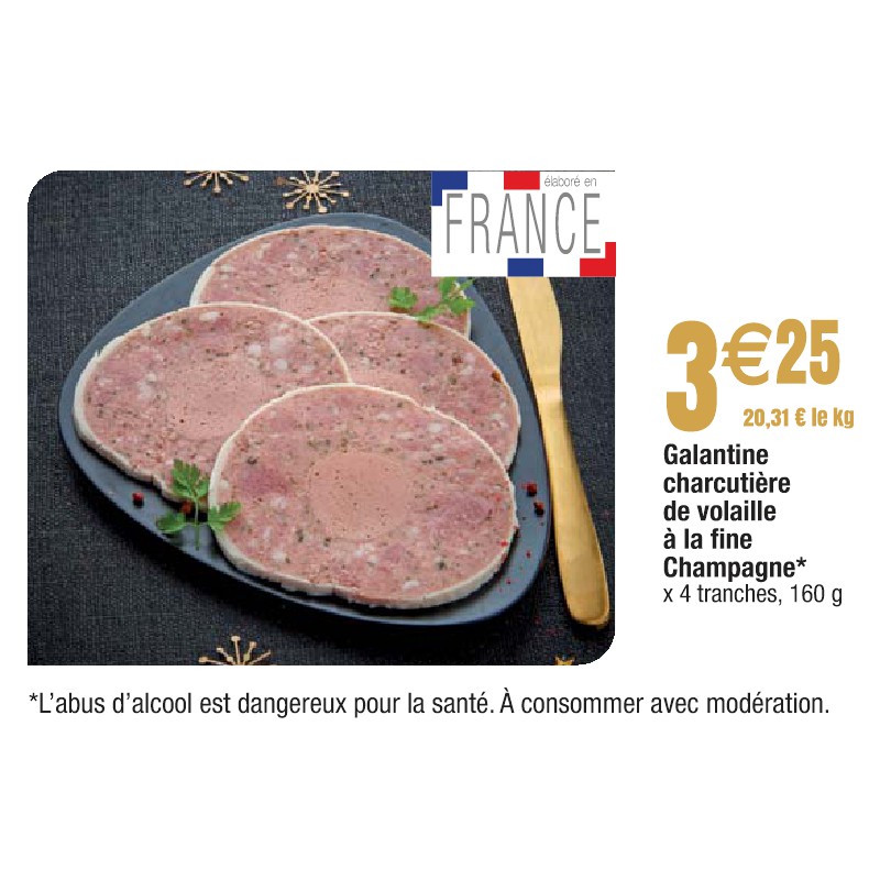 Galantine charcutière de volaille à la fine Champagne