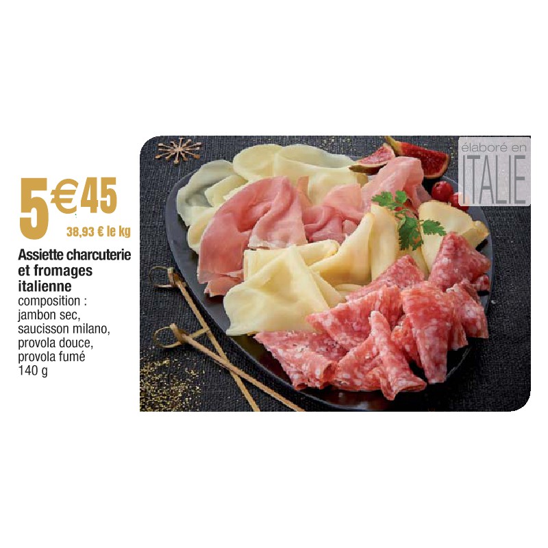 Assiette charcuterie et fromages italienne