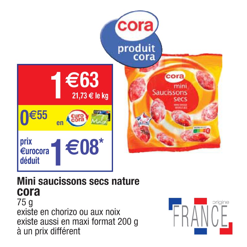 Mini saucissons secs nature cora