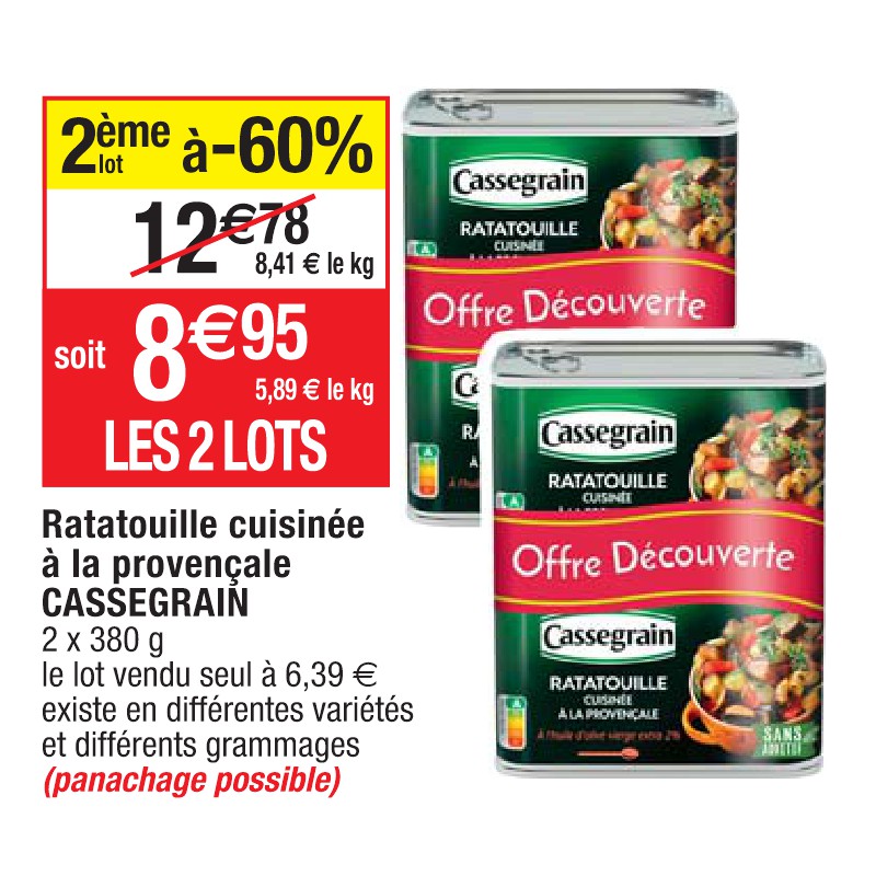 Ratatouille cuisinée à la provençale CASSEGRAIN