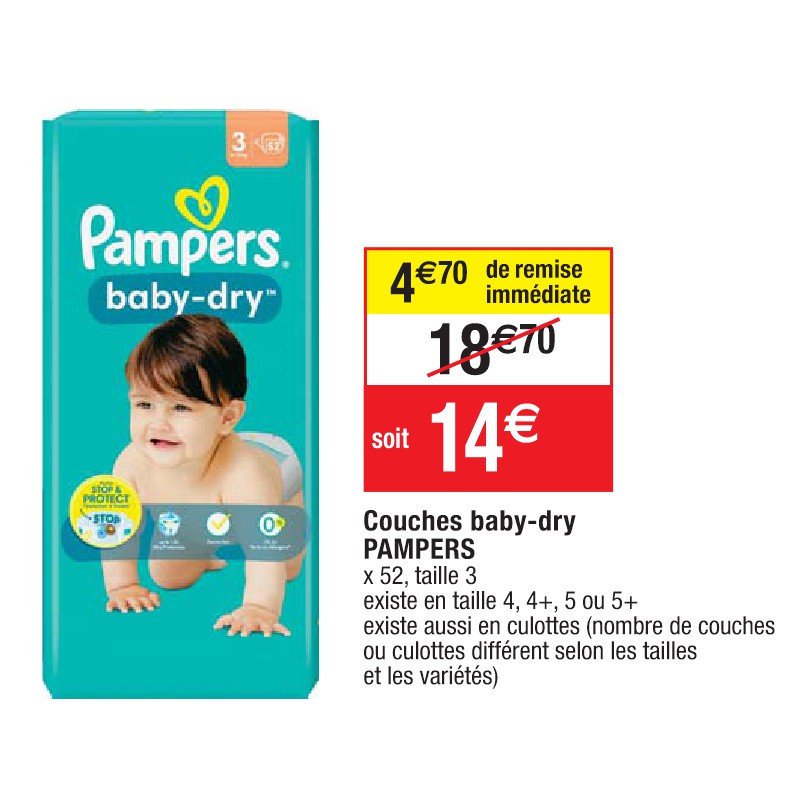 Couches baby-dry PAMPERS