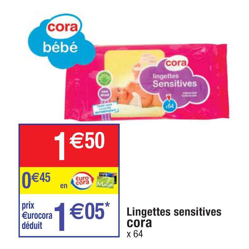 Lingettes sensitives cora