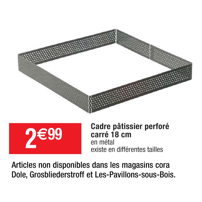 Cadre pâtissier perforé carré 18 cm