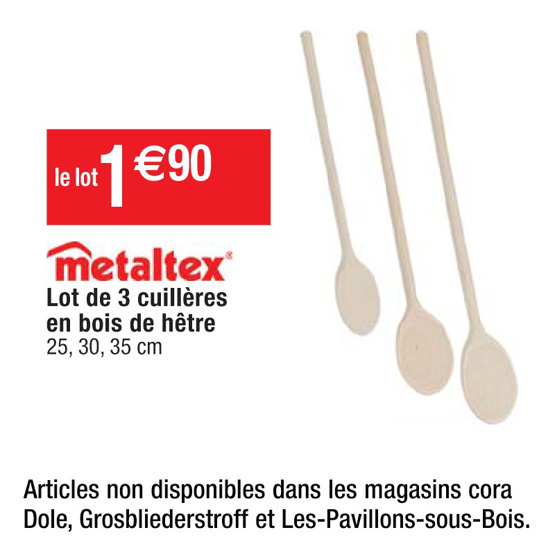 Lot de 3 cuillères en bois de hêtre