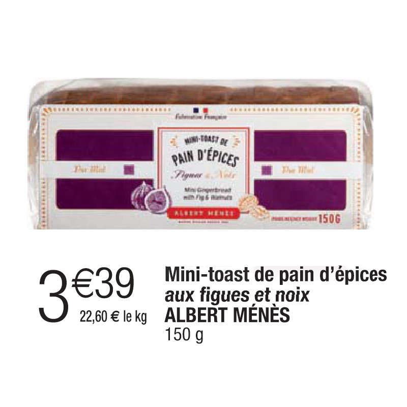 Mini-toast de pain d’épices aux figues et noix ALBERT MÉNÈS