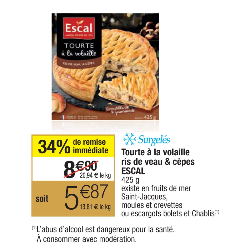 Tourte à la volaille ris de veau & cèpes ESCAL