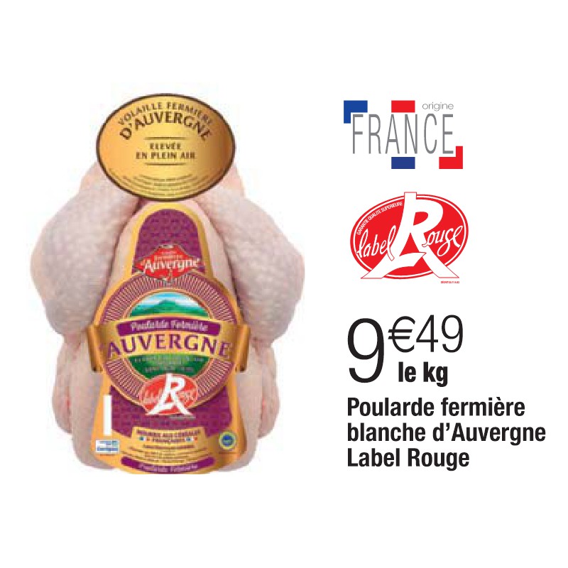 Poularde fermière blanche d’Auvergne Label Rouge