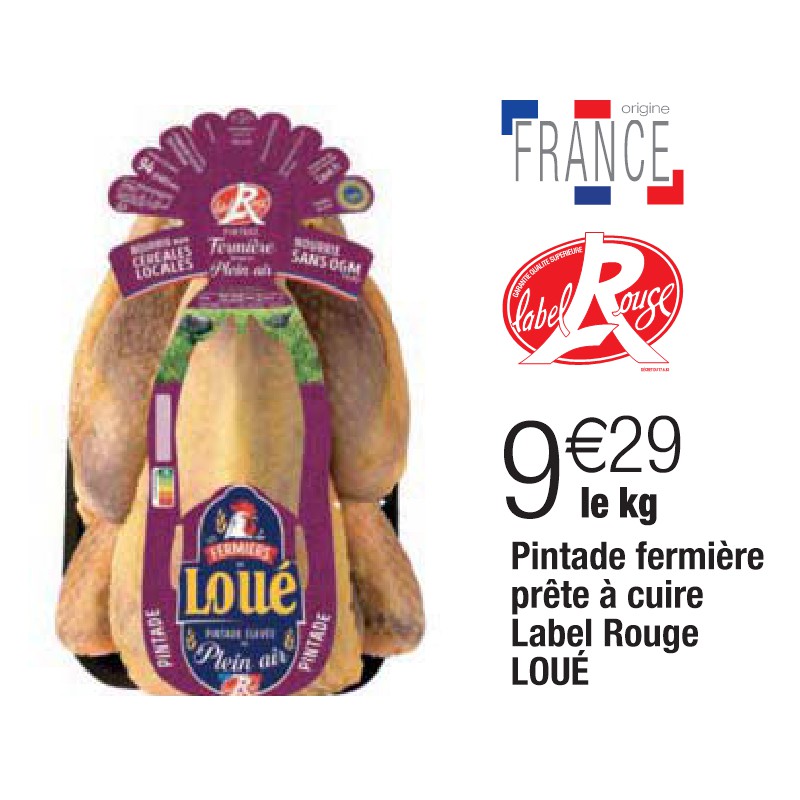 Pintade fermière prête à cuire Label Rouge LOUÉ