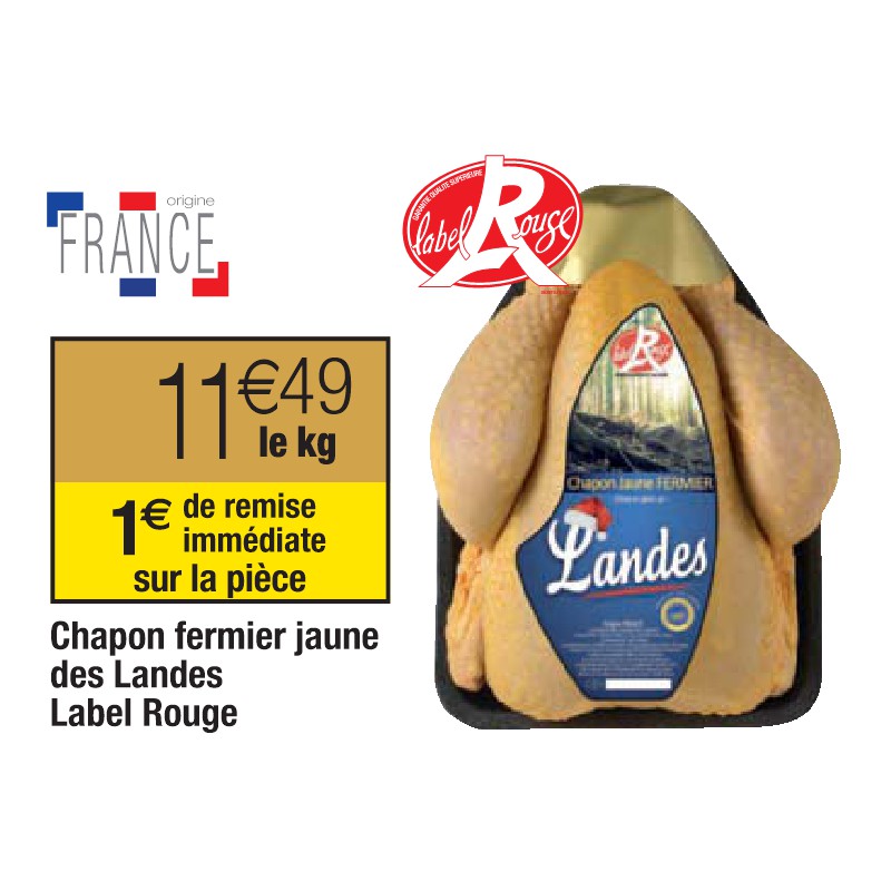 Chapon fermier jaune des Landes Label Rouge