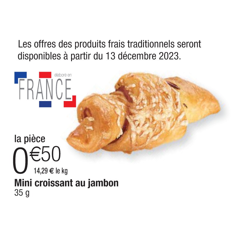 Mini croissant au jambon