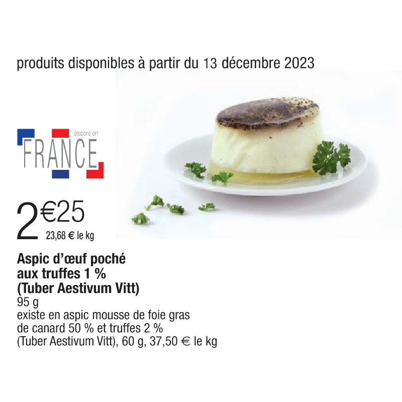 Aspic d’oeuf poché aux truffes 1 % (Tuber Aestivum Vitt)