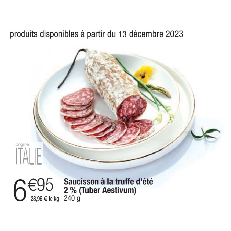 Saucisson à la truffe d’été 2 % (Tuber Aestivum)