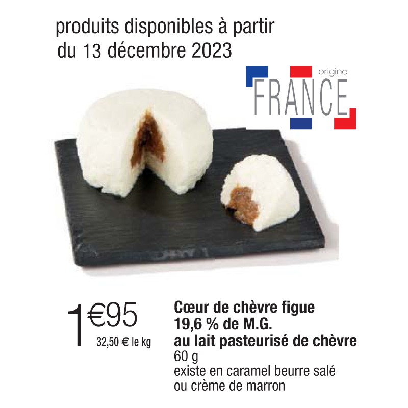 Coeur de chèvre figue 19,6 % de M.G. au lait pasteurisé de chèvre