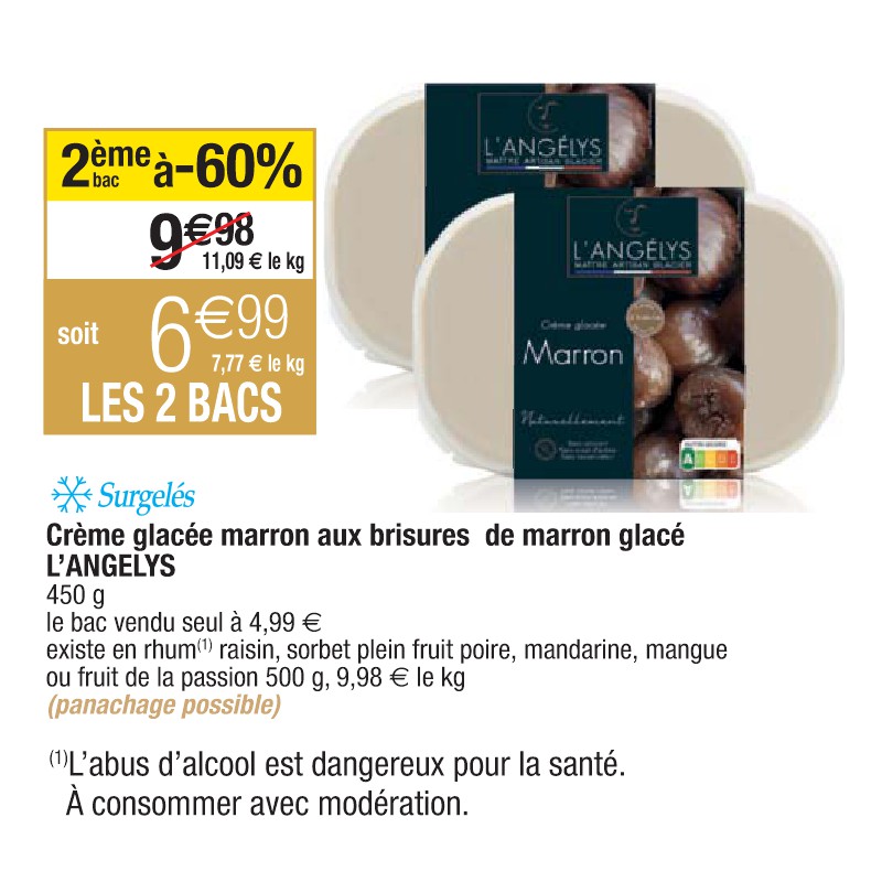 Crème glacée marron aux brisures de marron glacé L’ANGELYS