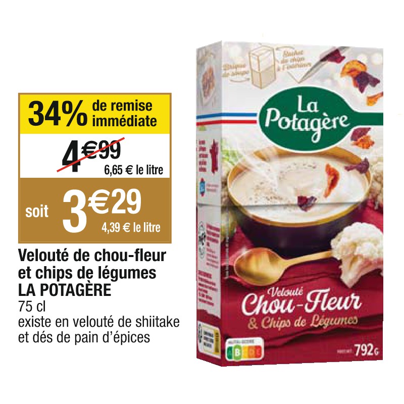 Velouté de chou-fleur et chips de légumes LA POTAGÈRE