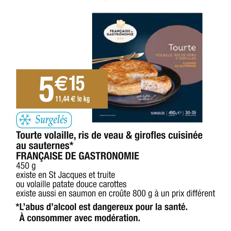 Tourte volaille, ris de veau & girofles cuisinée au sauternes FRANÇAISE DE GASTRONOMIE