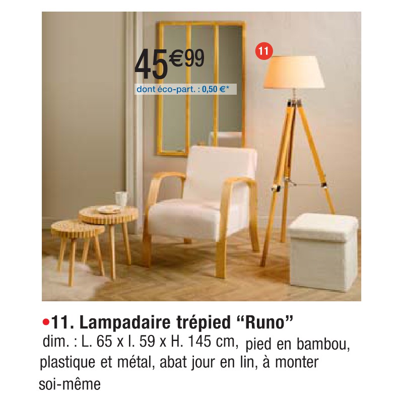 Lampadaire trépied ‘‘Runo’