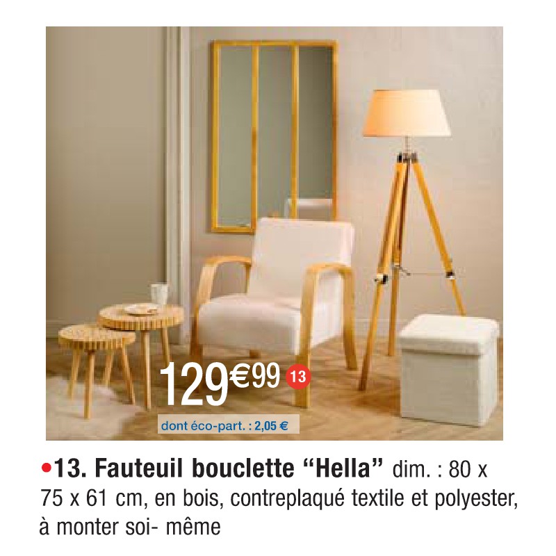 Fauteuil bouclette ‘‘Hella’’