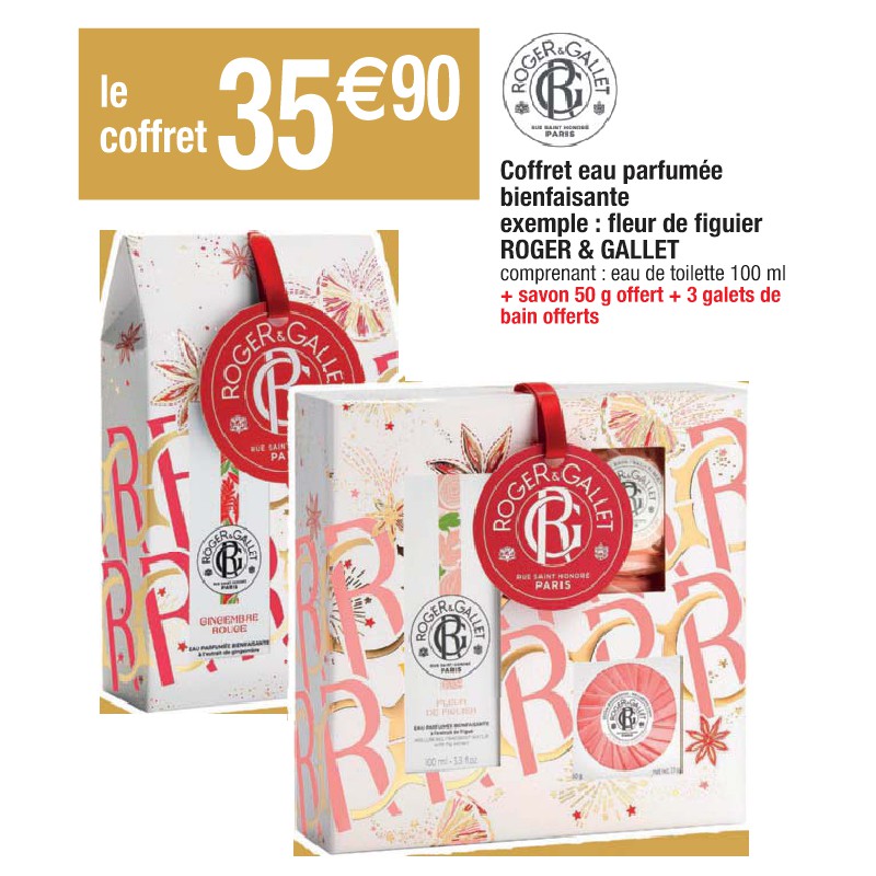 Coffret eau parfumée bienfaisante exemple : fleur de figuier ROGER & GALLET