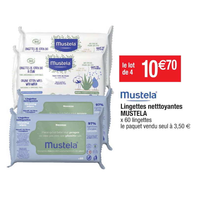 Lingettes netttoyantes MUSTELA