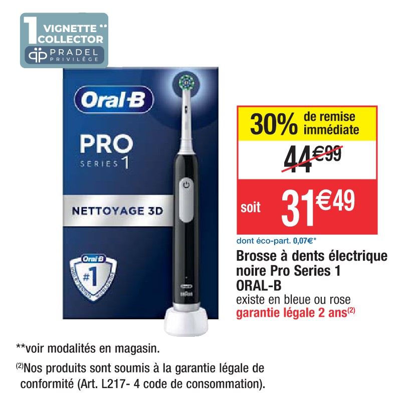 Promo Cora Brosse à Dents électrique Noire Pro Series 1 ORAL-B - 100 ...