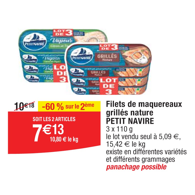 Filets de maquereaux grillés nature PETIT NAVIRE