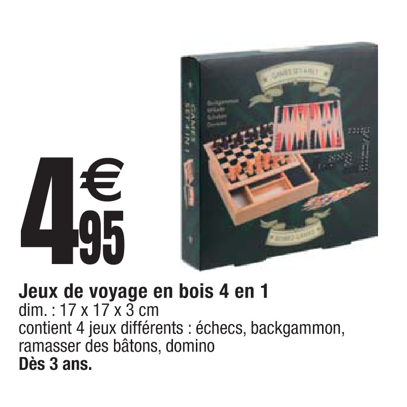 Jeux de voyage en bois 4 en 1