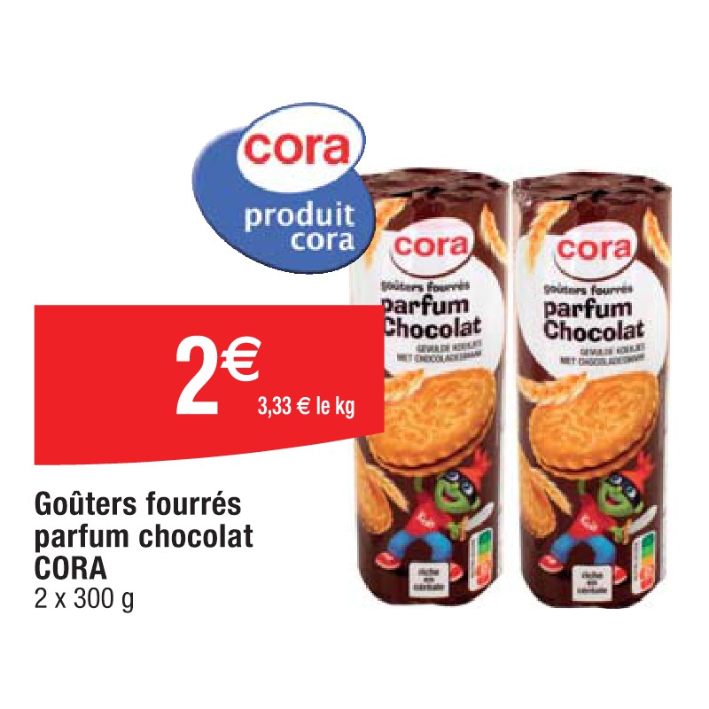 Goûters fourrés parfum chocolat CORA