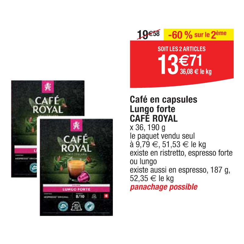 Café en capsules Lungo forte CAFÉ ROYAL