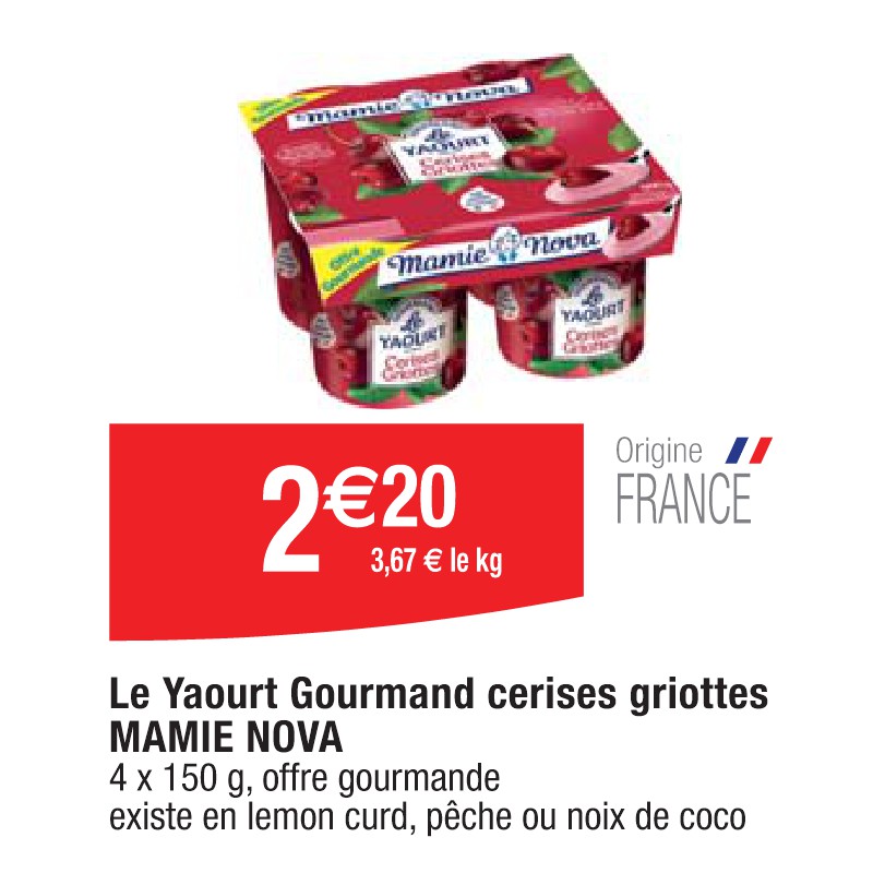 Le Yaourt Gourmand cerises griottes MAMIE NOVA