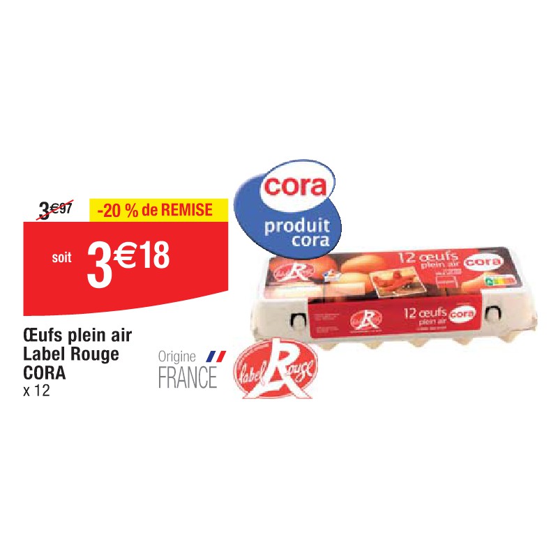 OEufs plein air Label Rouge CORA