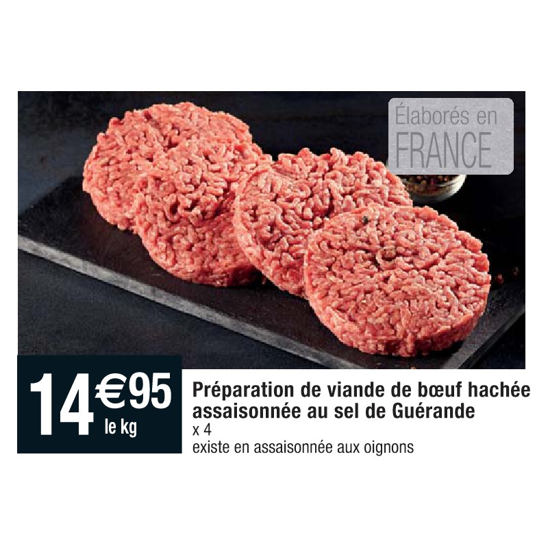 Préparation de viande de boeuf hachée assaisonnée au sel de Guérande