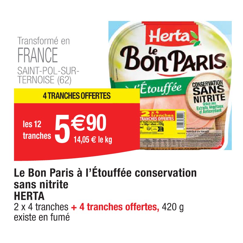 Le Bon Paris à l’Étouffée conservation sans nitrite HERTA