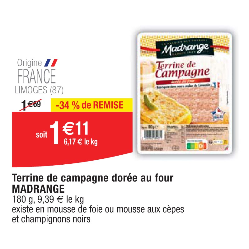 Terrine de campagne dorée au four MADRANGE