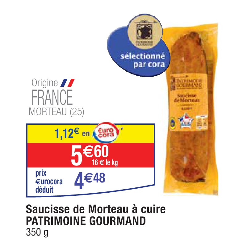 Saucisse de Morteau à cuire PATRIMOINE GOURMAND