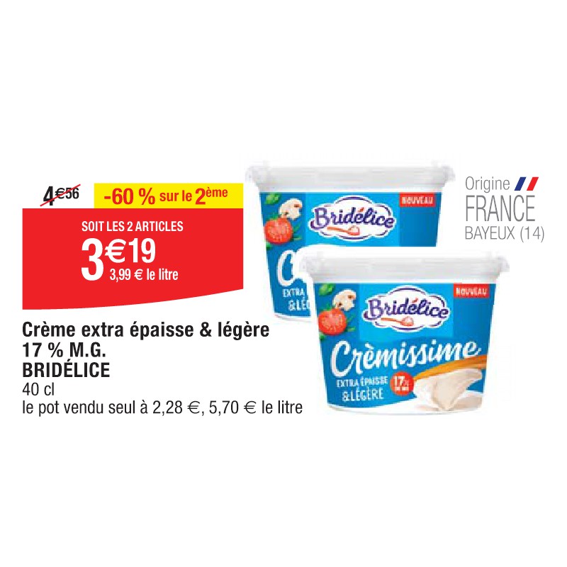 Crème extra épaisse & légère 17 % M.G. BRIDÉLICE