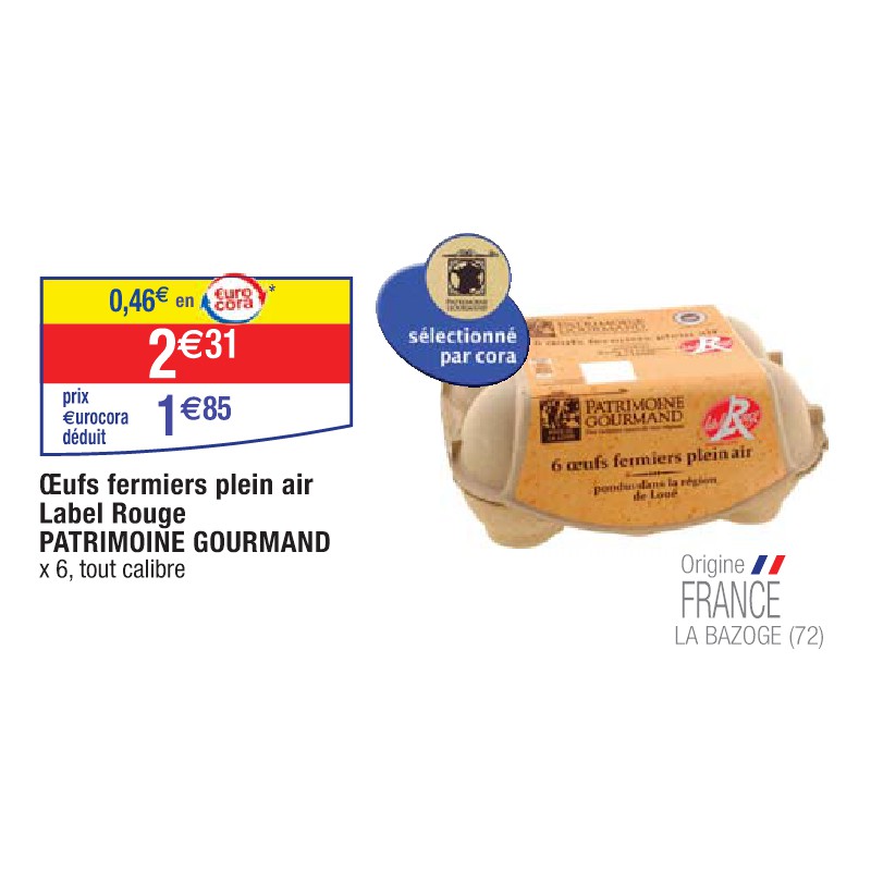 OEufs fermiers plein air Label Rouge PATRIMOINE GOURMAND