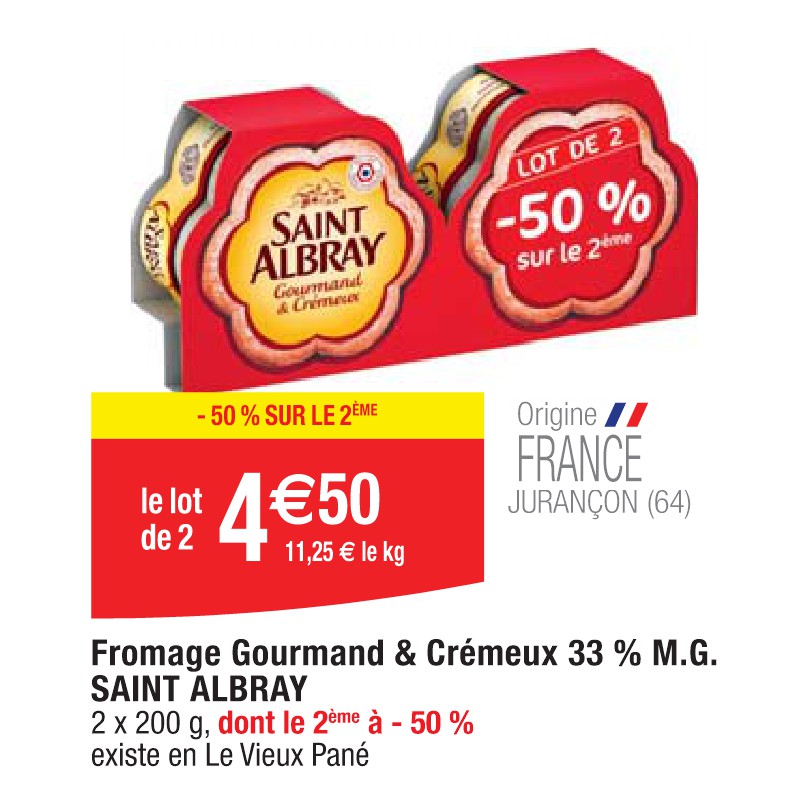 Fromage Gourmand & Crémeux 33 % M.G. SAINT ALBRAY