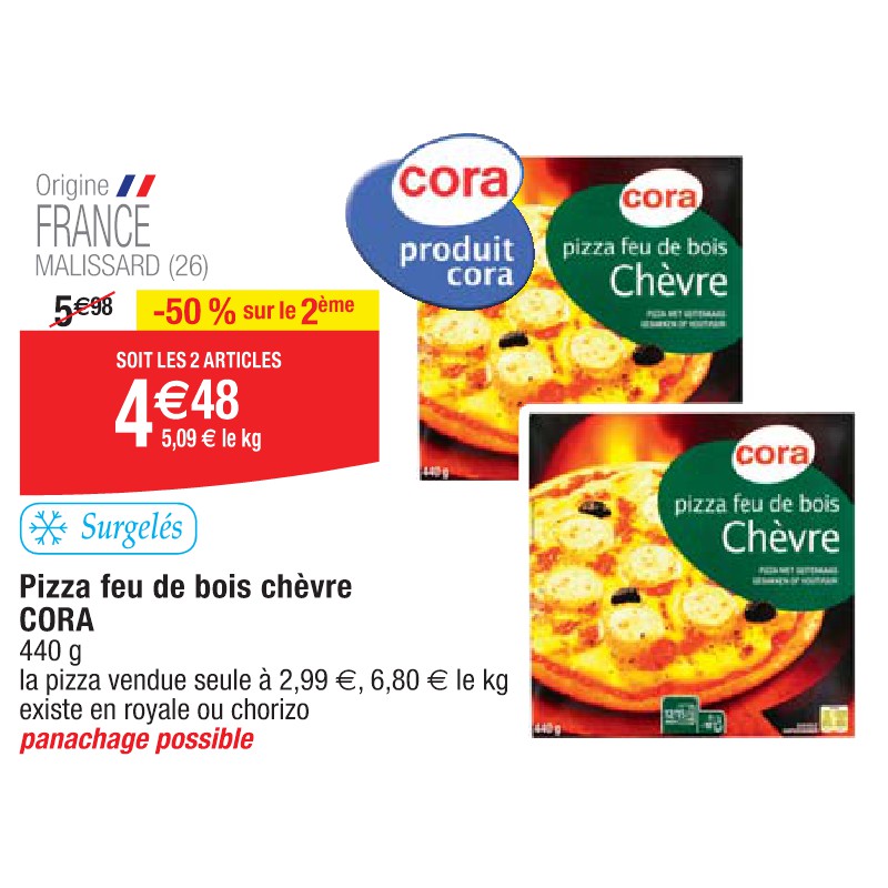 Pizza feu de bois chèvre CORA