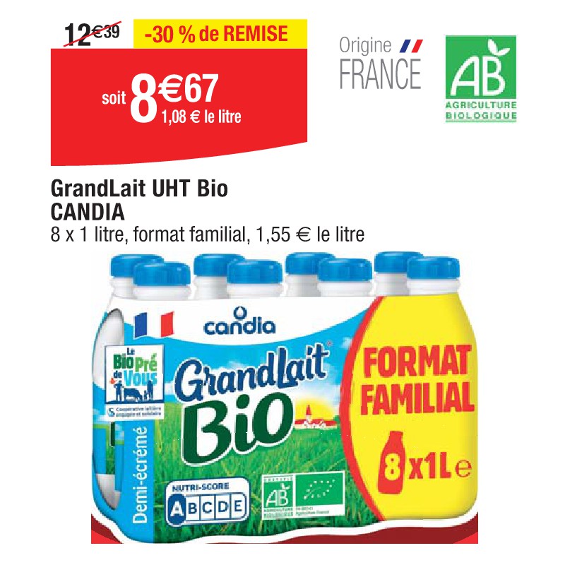 GrandLait UHT Bio CANDIA