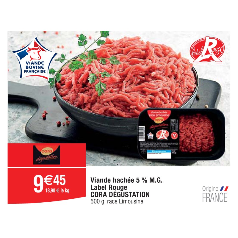 Viande hachée 5 % M.G. Label Rouge CORA DÉGUSTATION